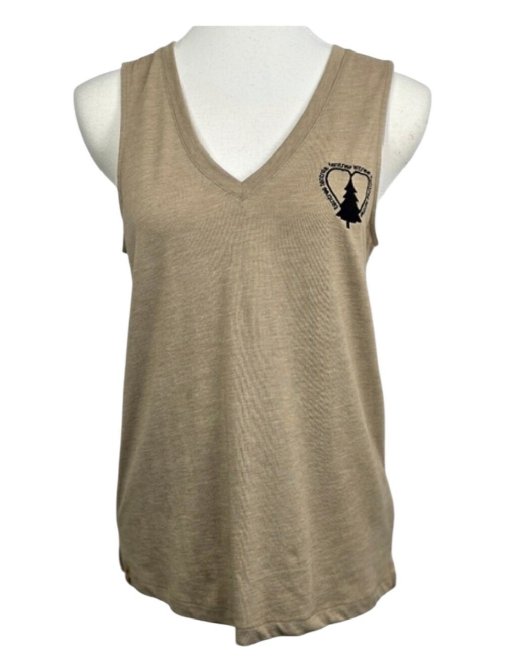 tentree Tan V-Neck Tank Top Sz S Minimalist Sustainable Basic Neutral Summer